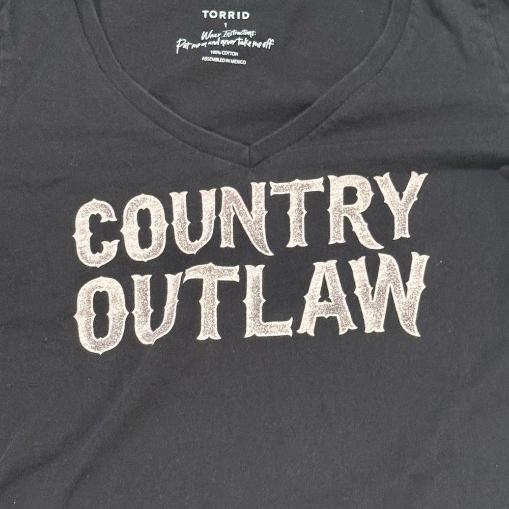 TORRID Black Country Outlaw Women's Top Size 1 V-Neck - Picture 3 of 5